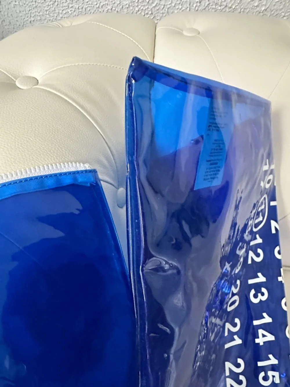Maison Margiela Line 11 Cobalt Blue PVC Tote Bag w/ Pouch Transparent Shopper